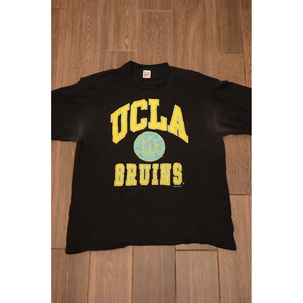 VTG Jerzees Ucla Bruins Men Shirt XL Black‎ Graphic Print Short Sleeve